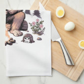 Linge De Cuisine Sasquatch tenant des fleurs (Quart Plié)
