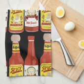 Linge De Cuisine SAUCES CHAUDES Cat épicé Picante Noir (Quart Plié)