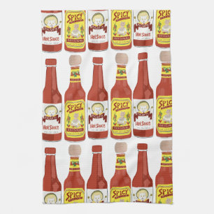 Linge De Cuisine SAUCES CHAUDES Chat épicé Picante Blanc