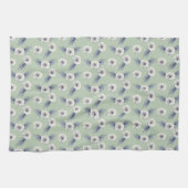 Linge De Cuisine Sauge Fleurs Blanches & Evergreens (Horizontal)
