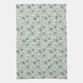Linge De Cuisine Sauge Fleurs Blanches & Evergreens (Vertical)
