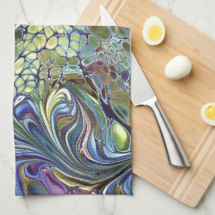 Linge De Cuisine Sauge vert olive, bordeaux bleu violet