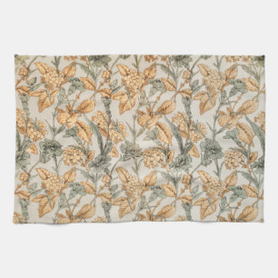 Linge De Cuisine Sauge Vintage et Art Botanique Orange Brûlé