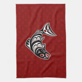 Linge De Cuisine Saumon d'art amérindien Red Black Haida (Vertical)