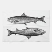 Linge De Cuisine Saumon de poisson graphique Vintage (Horizontal)