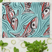 Linge De Cuisine Saumon Haida Art Spirit Pacific Northwest Native (Plié)