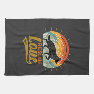 Linge De Cuisine Sauver Amour Chien Rétro Coucher de soleil Arbres