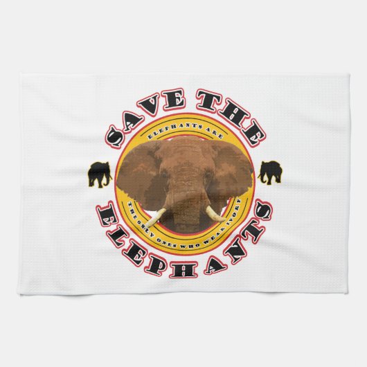 Linge De Cuisine Sauvez les éléphants (Horizontal)