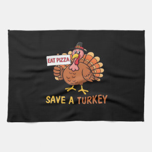 Linge De Cuisine Sauvez Une Turquie Mange Pizza Drôle Thanksgiving