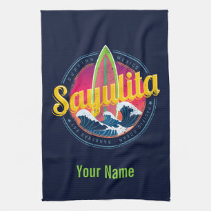Linge De Cuisine Sayulita Mexique Surfer Vintage vague coucher de s