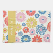 Linge De Cuisine Scandi Boho Folk Flower Motif personnalisé (Horizontal)