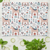 Linge De Cuisine Scandinave Horse Folk Art Motif (Plié)