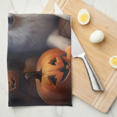 Linge De Cuisine Scary d'Halloween Citrouille Samoyé (Quart Plié)