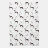 Linge De Cuisine Sceau Et Blanc Italien Greyhound Motif Et Nom (Vertical)