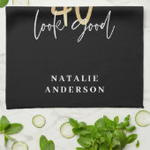 Linge De Cuisine Scénario moderne noir et or 40e anniversaire  (Plié)