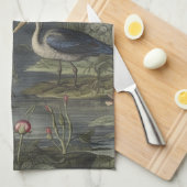 Linge De Cuisine Scène botanique de grue bleue près d'une rivière (Quart Plié)