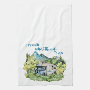 Linge De Cuisine Scène de camping de l'aquarelle rv Motorhome