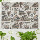 Linge De Cuisine Scène de ferme rustique (Plié)