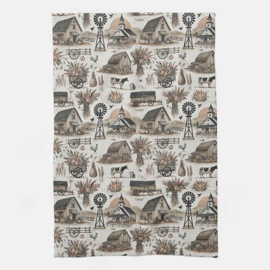 Linge De Cuisine Scène de ferme rustique (Vertical)