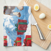 Linge De Cuisine Scène de fête de Noël beagle (Quart Plié)