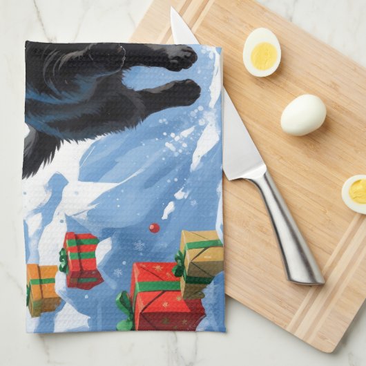 Linge De Cuisine Scène de fête de Noël de chat noir (Quart Plié)