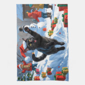 Linge De Cuisine Scène de fête de Noël de chat noir (Vertical)