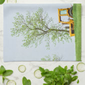 Linge De Cuisine Scène de grange avec tracteur (Plié)