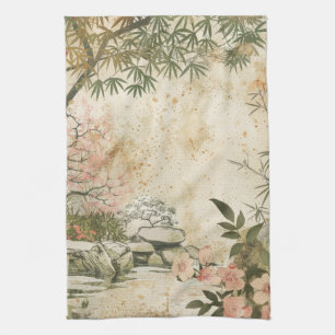 Linge De Cuisine Scène de jardin de fleurs de cerisier (8)