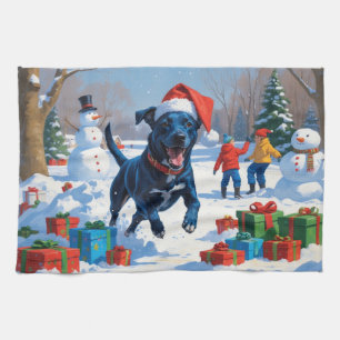 Linge De Cuisine Scène de neige festive de Noël Blue Heeler