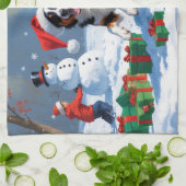 Linge De Cuisine Scène de Noël australienne Kelpie (Plié)