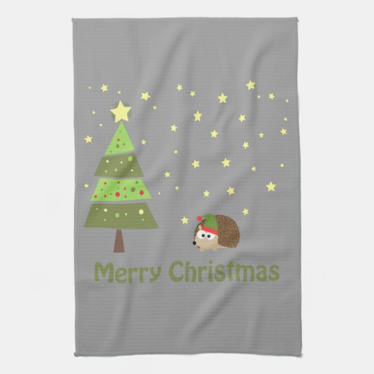 Linge De Cuisine Scène de Noël avec un hérisson (Vertical)