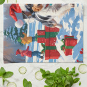 Linge De Cuisine Scène de Noël du Terrier australien (Plié)