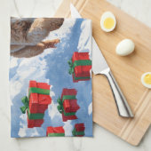Linge De Cuisine Scène de Noël enneigée avec un Bernedoodle (Quart Plié)