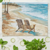 Linge De Cuisine Scène de plage (Plié)