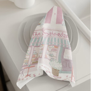 Linge De Cuisine Scène de rue rose personnalisée