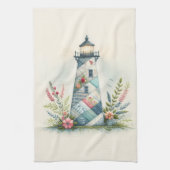 Linge De Cuisine Scène florale côtière du phare patchwork (Vertical)
