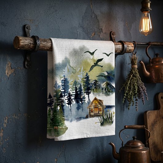 Linge De Cuisine Scène forestière à l'aquarelle