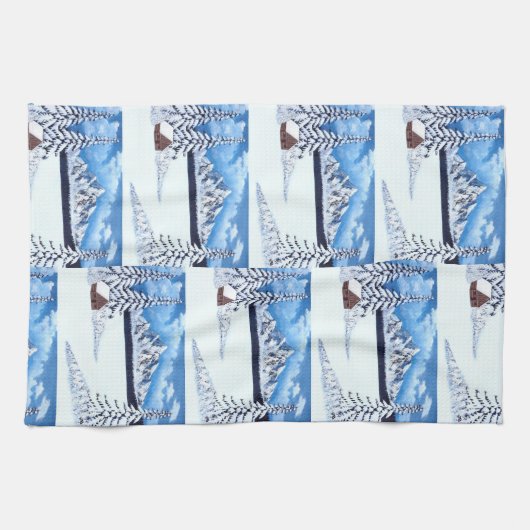 Linge De Cuisine Scène hivernale (Horizontal)