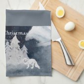 Linge De Cuisine Scène hivernale sombre classique avec renard Noël (Quart Plié)