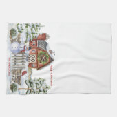 Linge De Cuisine Scène Rustique de Noël Grange Snowman, Neige, Oise (Horizontal)