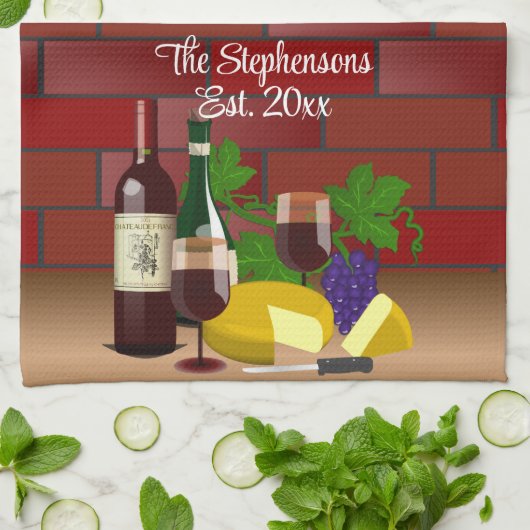 Linge De Cuisine Scène table de fromage à vin (Plié)