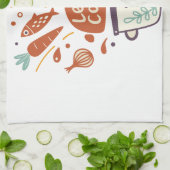 Linge De Cuisine Scène Whimsical Kitchen avec "Let’s Cook" Texte - (Plié)