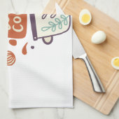 Linge De Cuisine Scène Whimsical Kitchen avec "Let’s Cook" Texte - (Quart Plié)
