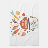 Linge De Cuisine Scène Whimsical Kitchen avec "Let’s Cook" Texte - (Vertical)