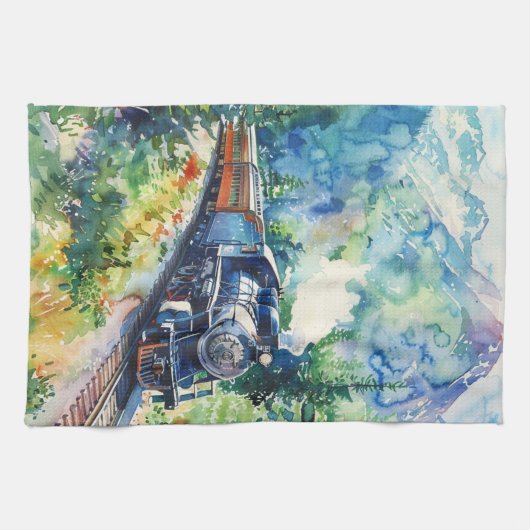 Linge De Cuisine Scenic Landscape with Train (Horizontal)