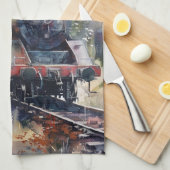 Linge De Cuisine Scenic Landscape with Train (Quart Plié)