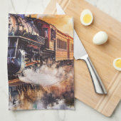 Linge De Cuisine Scenic Landscape with Train (Quart Plié)