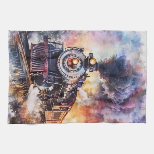 Linge De Cuisine Scenic Landscape with Train (Horizontal)