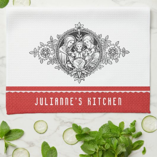 Linge De Cuisine Schéma décoratif religieux famille sainte (Plié)