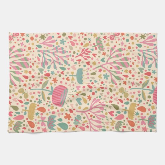 Linge De Cuisine Schéma floral clair (Horizontal)